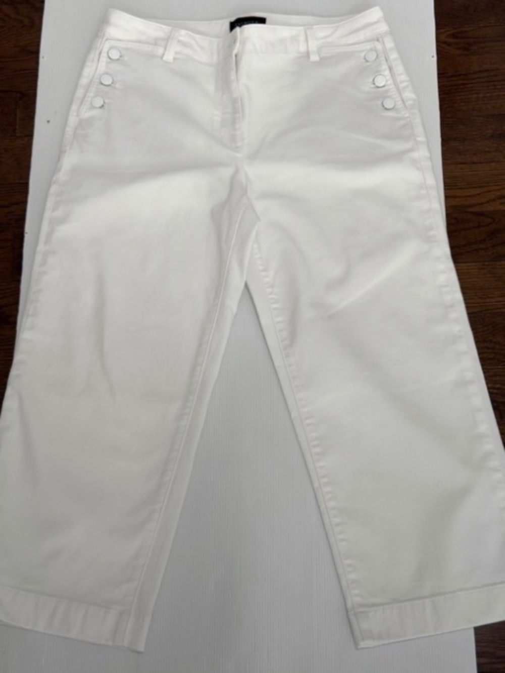 Talbots Sailor Button Wide Leg Crop White Jeans Size 12